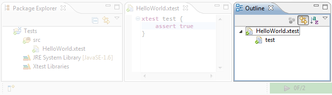 Eclipse outline view with all passing tests