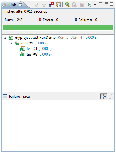 JUnit view with Xtest file output