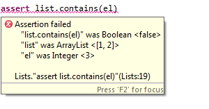 Example of Eclipse tooltip with failed assertion details